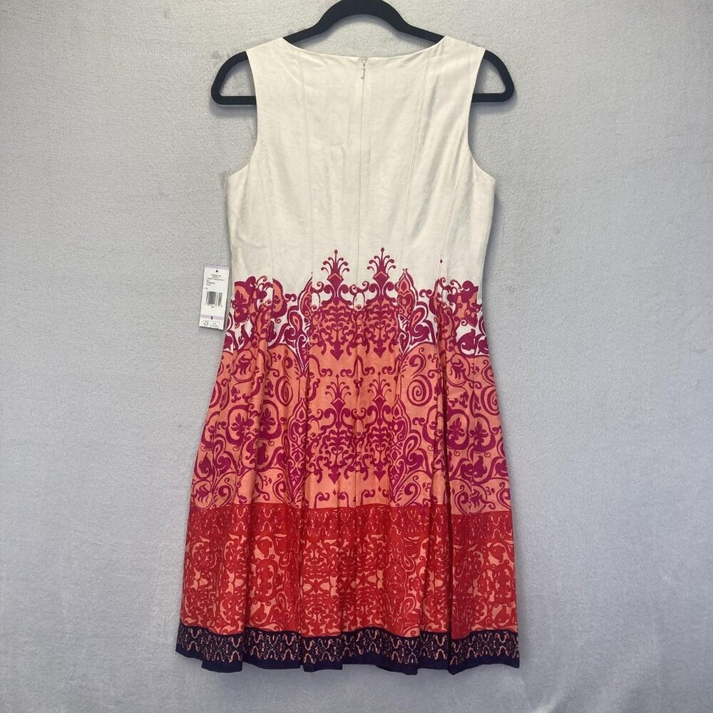 NWT A-Line Paisley Dress Womens 6 Red Pink White Sleeveless Holiday Feminine - Picture 2 of 14